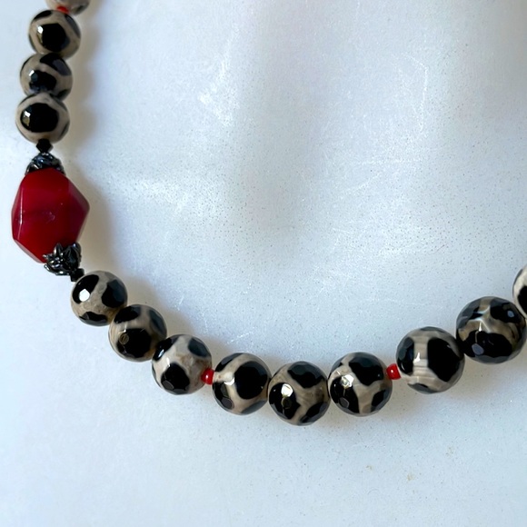 NWT Leopard Jasper, Red Coral and Sterling Silver Necklace - Picture 4 of 4
